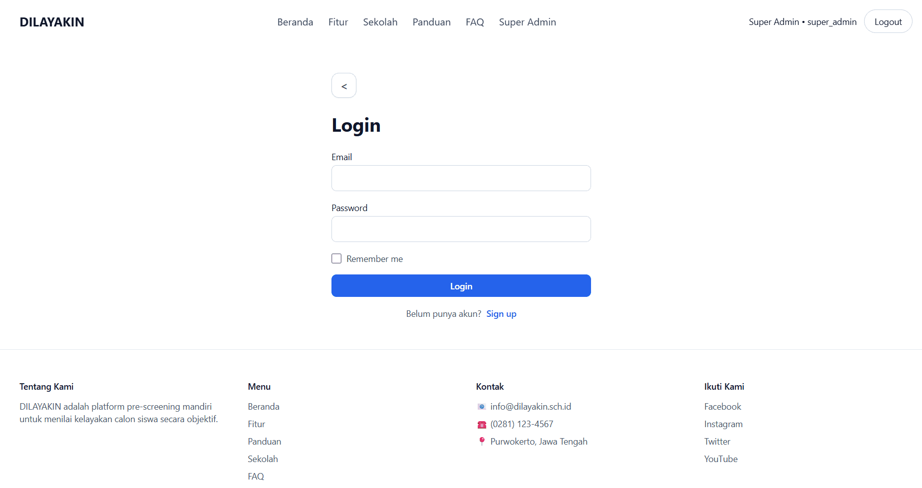 DILAYAKIN — Web-Based Student Eligibility Evaluation System - Screenshot 1